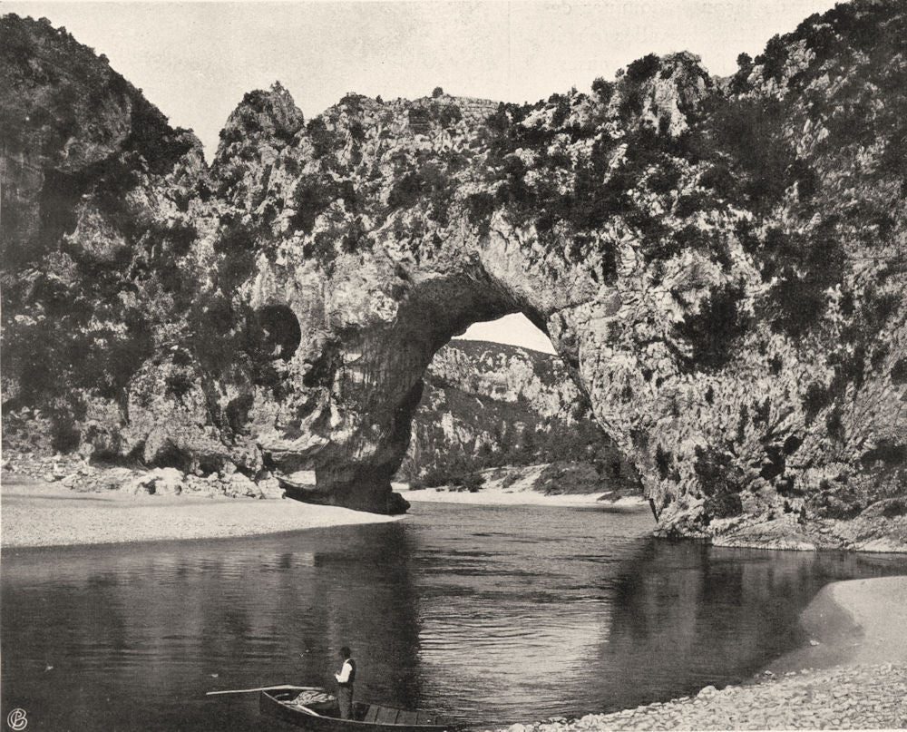 ARDÈCHE. Le Pont d'Arc 1903 old antique vintage print picture